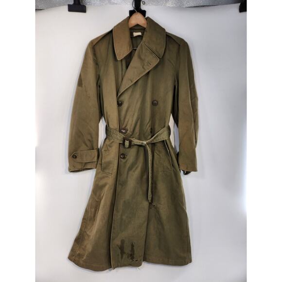 Vintage 1940s WW2 US Military Trench Overcoat